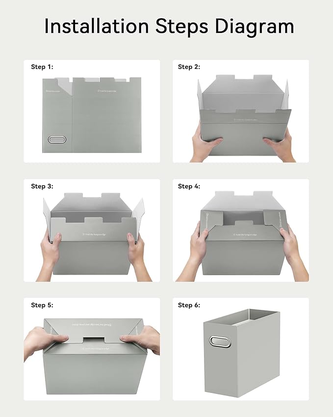 Oterri File Organizer Box, Portable Collapsible Cardboard File Folder Organizer with Handle for Letter Size Hanging Files, Document Storage Box for Home Office & Classroom (4 Packs,Colorblock)