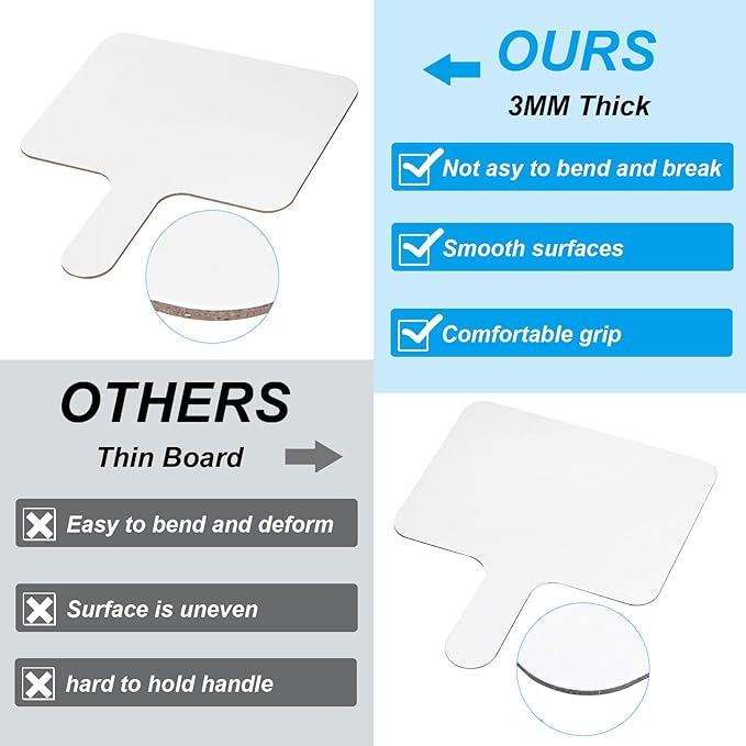 PATIKIL 9x5in Thickened Dry Erase Paddles, 24Pcs Handheld Double Side Circle Answer Paddle Dry Erase Boards for Voting Game Teaching Classroom Office Party