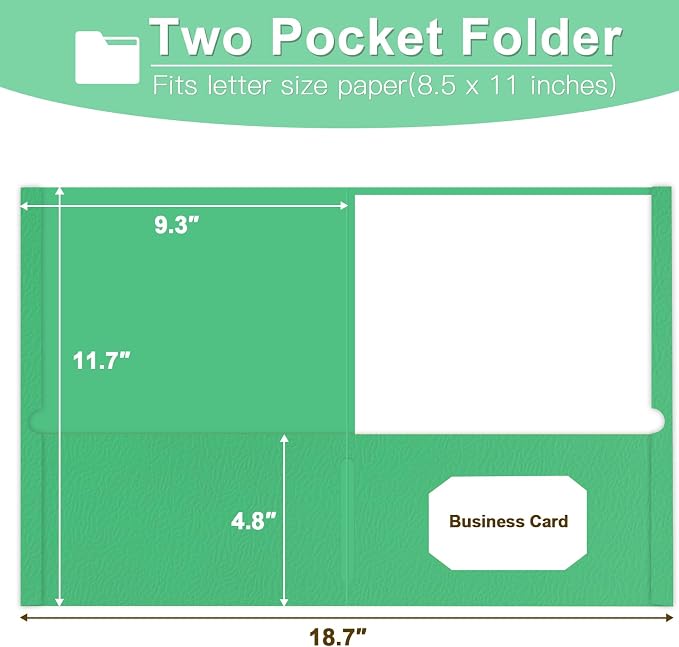 Folders with Pockets, LAYZZ 30 Pack Paper Pocket Folders, 2 Pocket File folders Fits Letter Size Paper, for School Office and Home (Green)