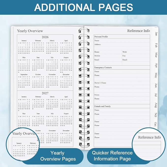 2026 Pocket Planner/Calendar - January 2026 - December 2026, A6 Weekly & Monthly Organizer Notebook & Journal to Track Goals, Easy to Organize Your Daily Life, 3.75" x 6.75", Blue