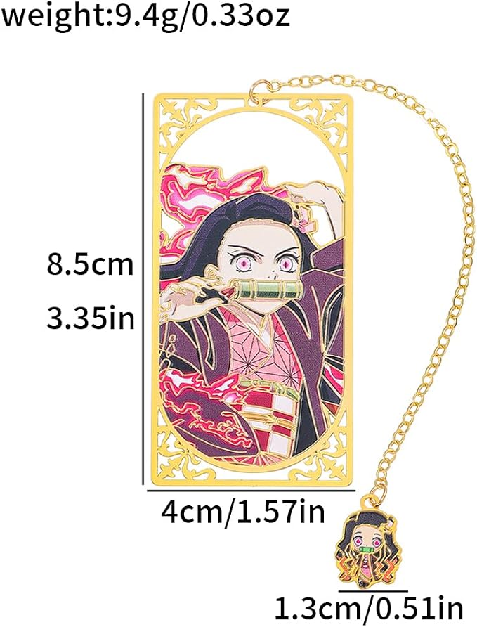 Demon Kamado Bookmark Page Mark, Anime Tanjiron Zenitsu Giyuu Kyoujurou Figure Reading Tool, Stationery Gifts for Reading Lovers Bookworm (Style E)