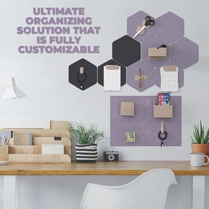 Magnetic Adhesive Hexagonal Plate with Storage Set Padfolio PU Leather Organizer (Set 5)