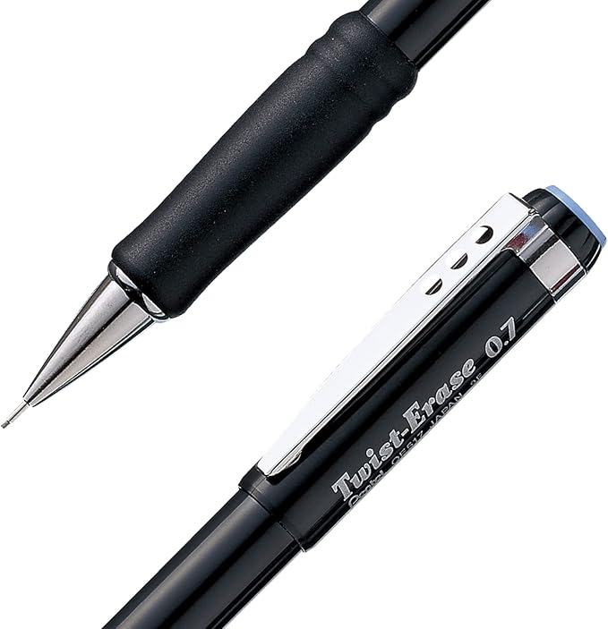 Pentel Twist-Erase III Mechanical Pencil, (0.7mm), Black Barrel, 12 Pack (QE517A)