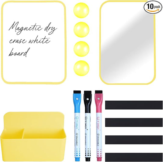 Denylo pro Magnetic Locker Accessories Kit Back to School Essentials Locker Organizer Supplies Includes Whiteboard Mirror Storage Box Dry Erase Marker and More for Back to School Essentials，Yellow