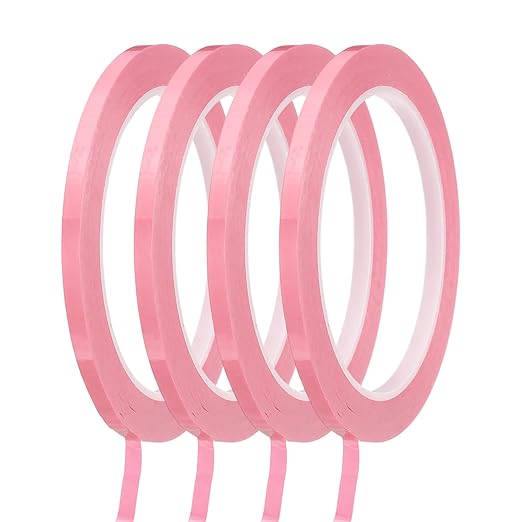 MECCANIXITY Whiteboard Tape 3/16" / 5mm Self Adhesive Graphic Chart Line Tape 72 Yard Grid Marking Stickers for Pinstripe Dry Erase Board Scrapbooking DIY Art Crafts, Pink, Pack of 4