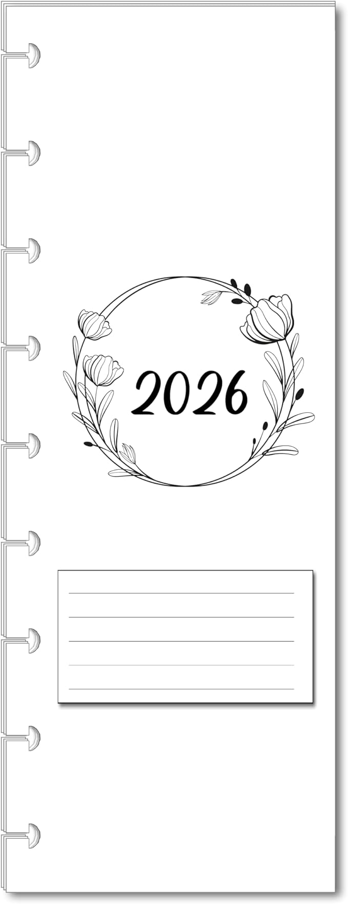 2026 Monthly Planner Calendar Refills for 7,8,9,11 Disc Mini, Classic, Skinny, Junior, Big size Discbound, Happy Planners, Loose-Leaf Inserts, 12 Month (9 Disc Skinny, Flowers)