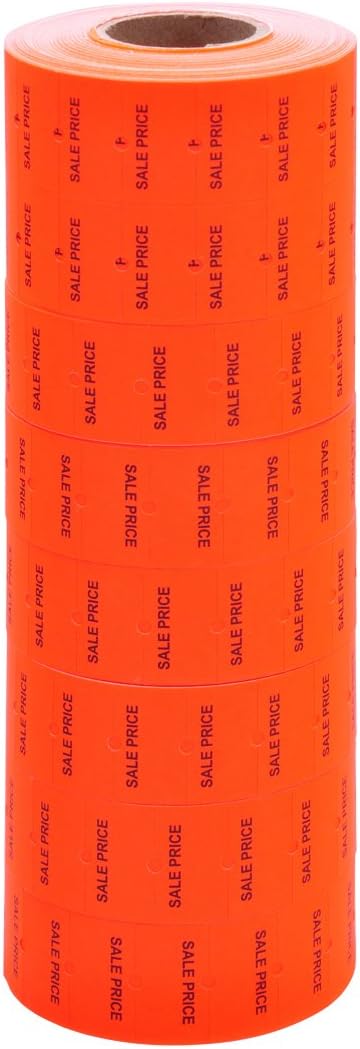 Fluorescent Red with Black "Sale Price" Labels with No Tamper Proof Slits to fit Towa® GS Series/Halmark/Century Price Guns 16 Pack (Free Ink roll Included)