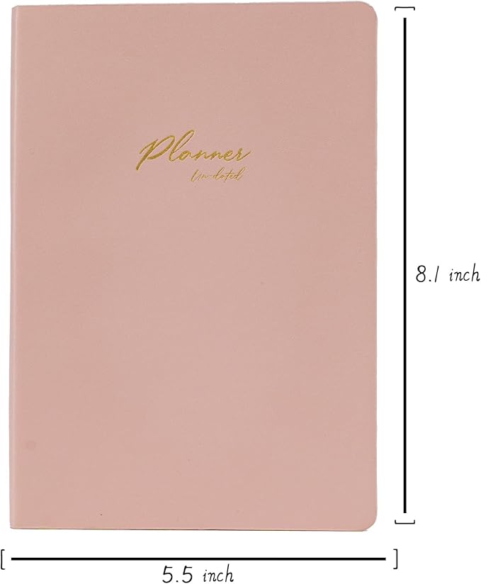 Undated Planner in A5 Size 5.5”x8.1”, Annual Notebook Planner with Soft PU Leather Cover, Monthly Weekly Daily Agenda with Card Slots Pockets Back Inside, 12 Months Academic Planners with No Valid Date for Teachers Students & Office Workers, 160Pages. ...