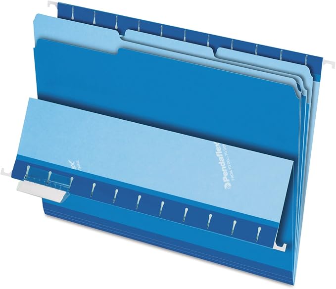 Pendaflex Interior File Folders, 1/3 Cut, Top Tab, Letter Size, Blue, 100 per Box (4210 1/3 BLU)