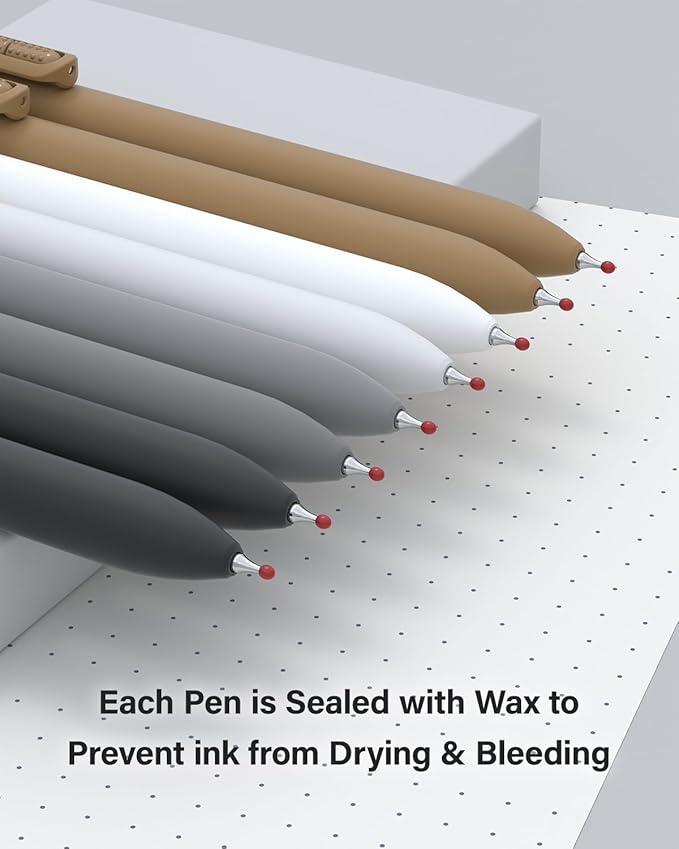 inkipen- 8 Pack Pens, Gel pens Black Ink, Fine Point(0.5mm),Quick-Drying Smooth Writing,School and Office Supplies(black white)