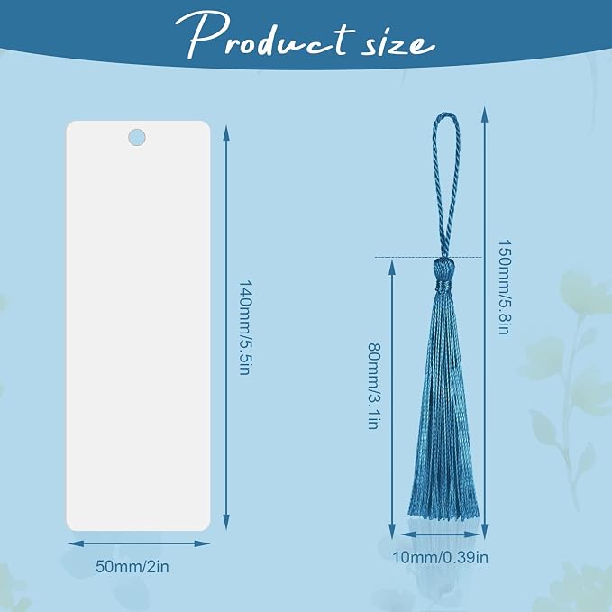 Fumete 30 Pcs Sublimation Blank Bookmark Heat Transfer Metal Aluminum 2026 Graduation Gifts DIY Graduation Bookmark with Hole and Colorful Tassels for Grad Gifts Birthday Wedding