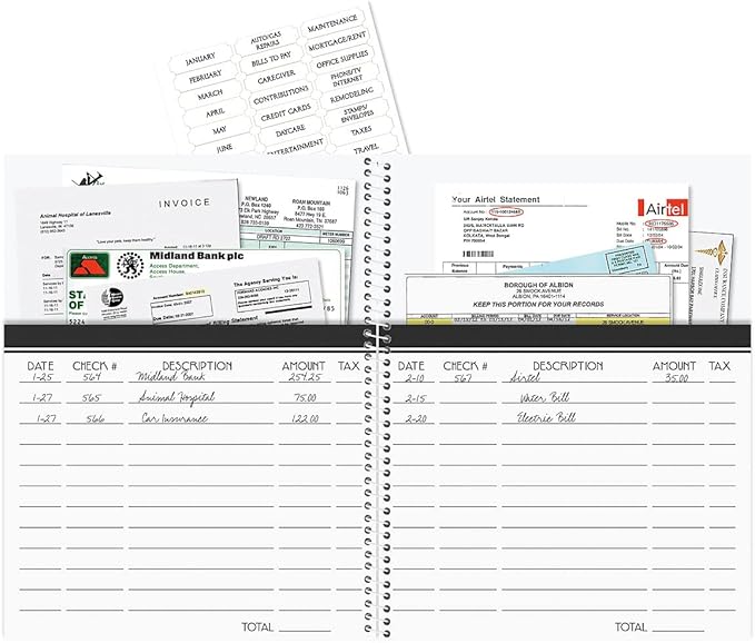 Current Sweet Gnome Bill Paying Organizer Book - 9" x 12” Personal Account Book, Spiral Bound, 14 Storage Pockets, 32 Label Stickers, Monthly Finance & Payment Management Tracker for Home & Office