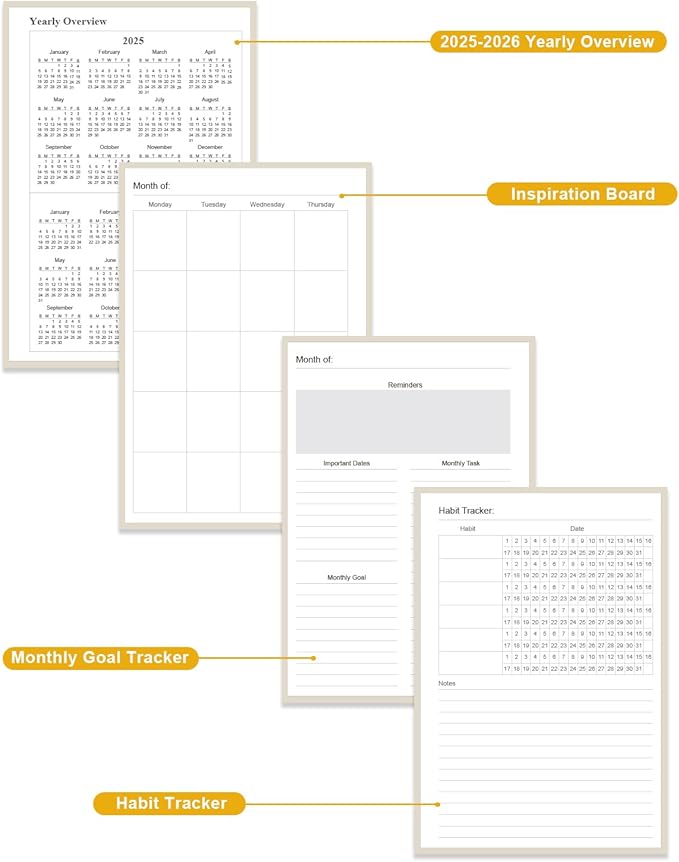 Academic Planner for 2026-2027 or Anytime – 5.8" x 8.5" Undated Weekly Student Planner For Homeschool, High School, College & Nursing Students, 200 Pages, Beige