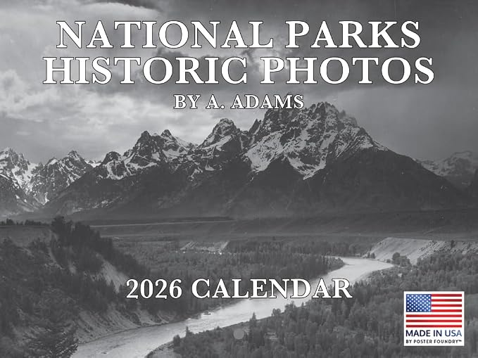 National Parks Historic Photos Calendar 2026 Black White Monthly Wall | American Made In The USA