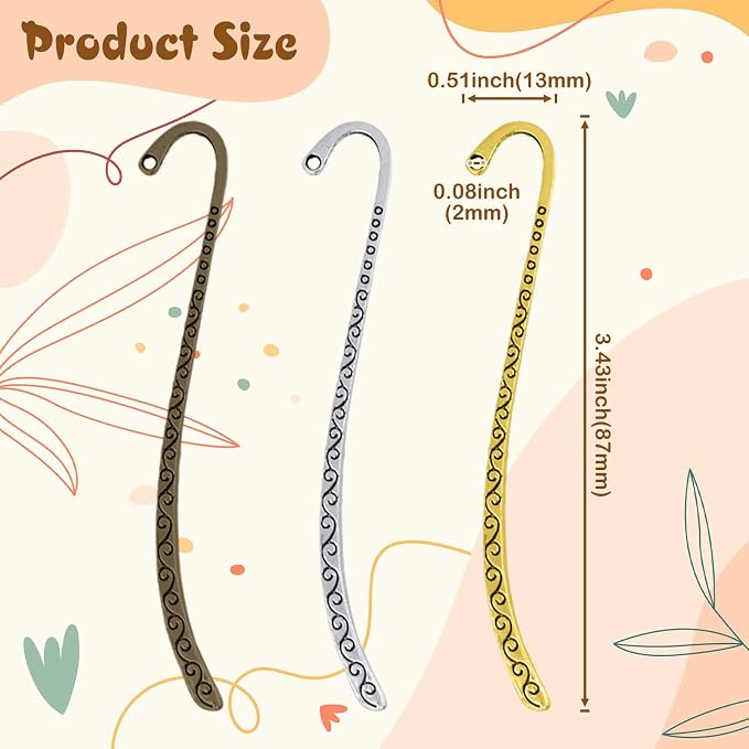 Esquirla 60pcs Retro Metal Bookmark Beading Vintage Bookmark Student Gifts