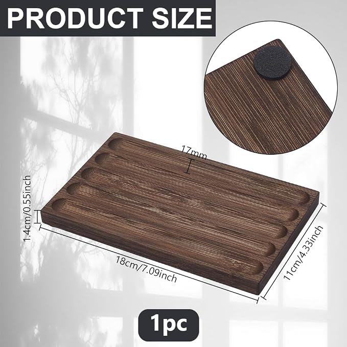 NBEADS 5-Slot Wood Pen Holder, Wood Desk Pen Stand Pen Tray Office Accessory for School,Home,Office Desktop Art Accessories, 4.33x7.09x0.55 Inch