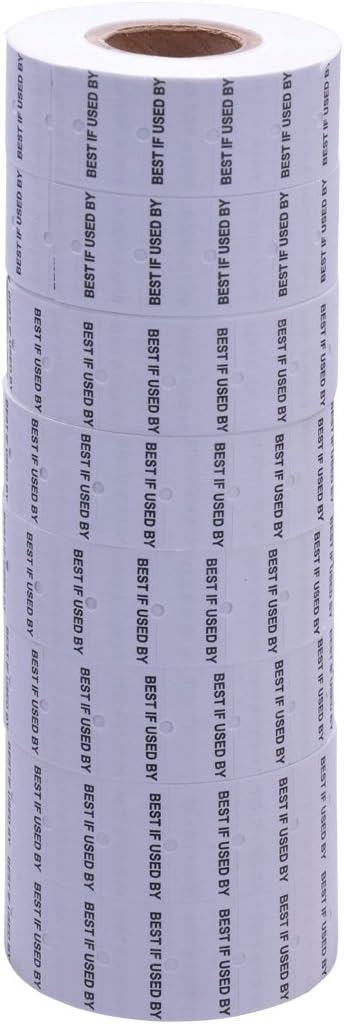 White with Black "Best If Used by" Labels to fit Avery Dennison®/ Sato® M1 "Mighty One" Price Guns 16 Pack (Free Ink roll Included)