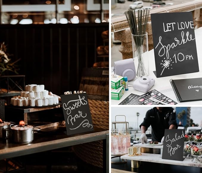 Metal Chalkboard Sign 8 ½ x 11 inches - Food Signs for Party Buffet, Mini Chalkboard Sign, Food Display Card, Kitchen Tabletop Chalkboards, Small Standing Menu Boards for Wedding