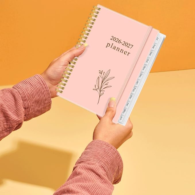 2026-2027 Planner - Planner 2026-2027 from July 2026 - June 2027, Weekly & Monthly Planners Spiral Bound with 12 Monthly Tabs, Inner Pocket, 6.4" x 8.5", Pink