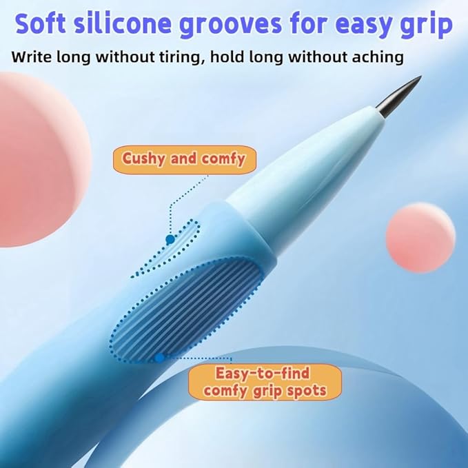 Handwriting thick mechanical pencils with grip: 2.0MM HB Pencil for kids with 14 leads (6 pack red)