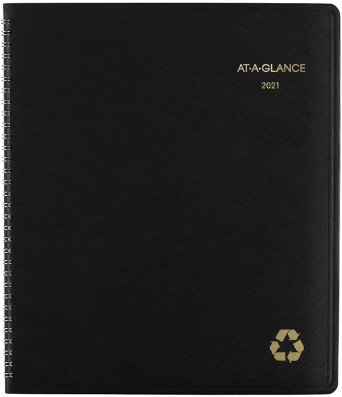 2021 Monthly Planner by AT-A-GLANCE, 9" x 11", Large, Recycled, Black (70260G0521)