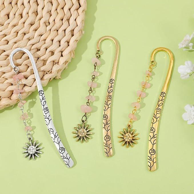 Horror Bloody Knife Metal Bookmark Horror Bookmark for Horror Fans Thriller Suspense Books Book Accessories Exquisite Hook Bookmarks Gift for Women (Sun Bookmark 3PCS)