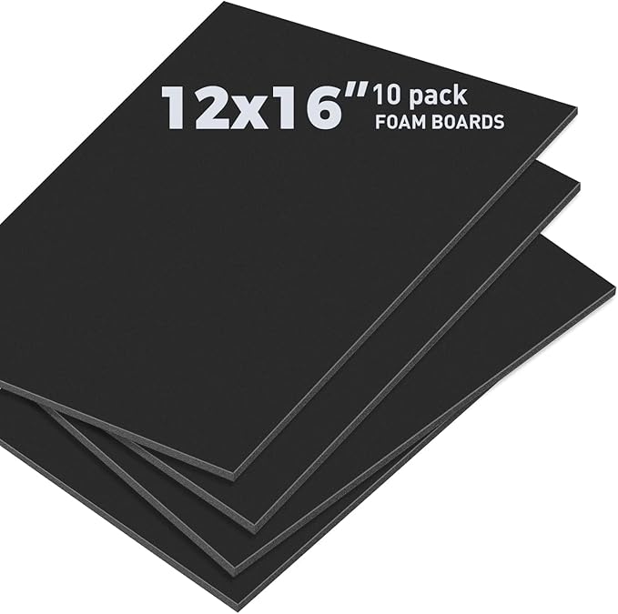 Golden State Art, Pack of 10, 3/16" Thick, 12x16 Black Foam Boards (12x16, Black)
