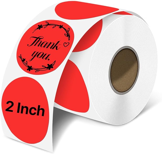 iEager 2 Inch Round Thermal Labels, Circle Thermal Printer Stickers, Durable Circular Label Printer Sticker for Business, Logo, Gift, 500 Labels/Roll, Red
