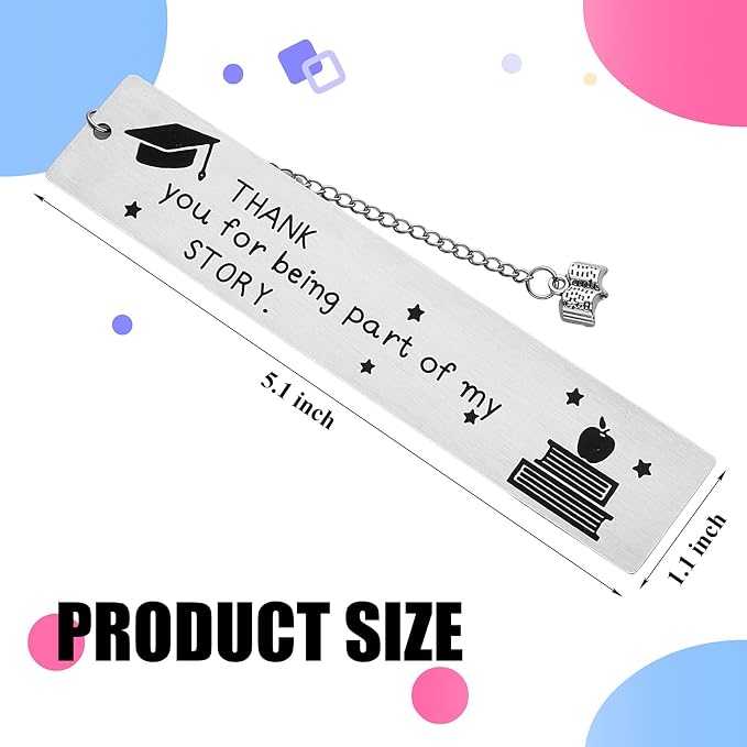 Lewtemi 4 Pcs Teacher Appreciation Bookmark Gifts, Thank You for Being Part of My Story Gift for Women Coworker, Retirement Farewell Graduation Appreciation Gifts for Colleague Employee