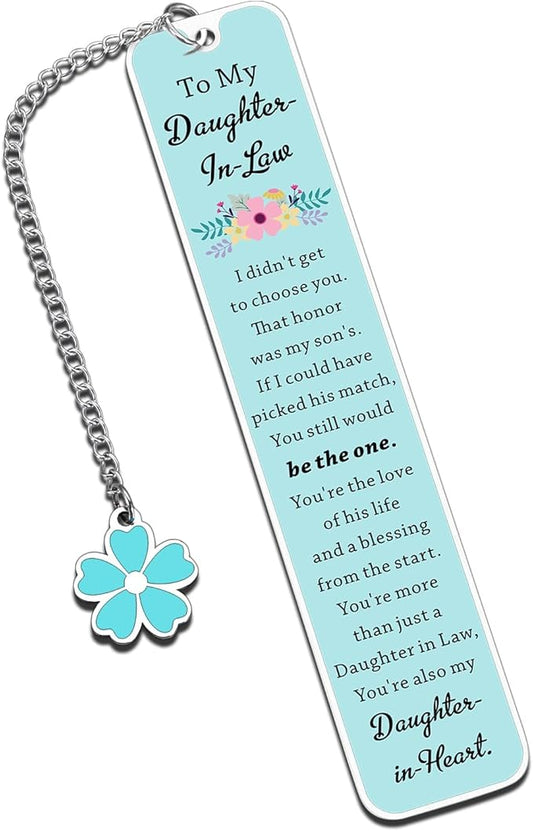 Future Daughter in Law Gifts from Mother in Law Daughter in Law Bookmark Birthday Wedding Gift for Daughter-in-Law Christmas Bridal Shower Gifts for Bride Book Lovers Stocking Stuffers Metal Bookmarks