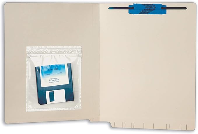 Tabbies 54470 Self-Adhesive Lock-It Pockets, 100 Box, Clear Ziplock Style Plastic Pouches, 5 x 5-1/4 Inch Inside, for File Folders, Binders & Media