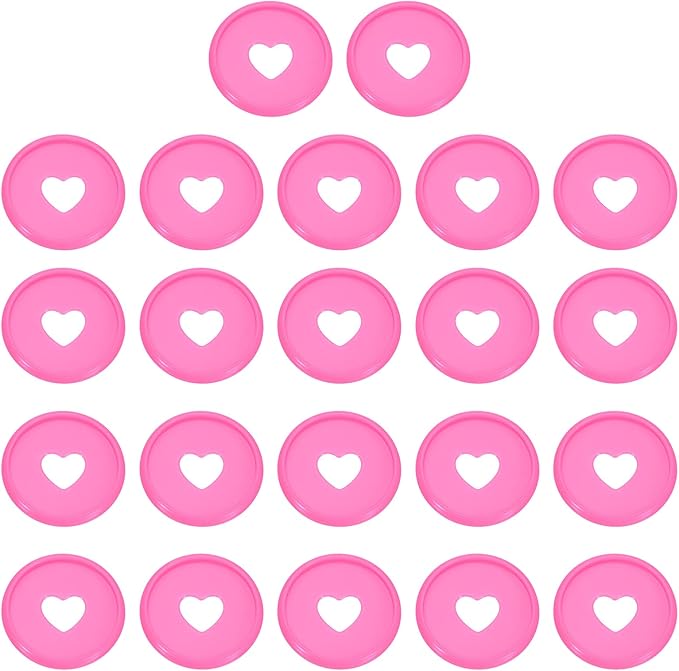 PATIKIL 35mm 1" Rose Red Plastic Round Heart Shape Book Binding Discs, 22 Pcs Discbound Expansion Discs Plating Binder Rings for DIY Notebook Planner