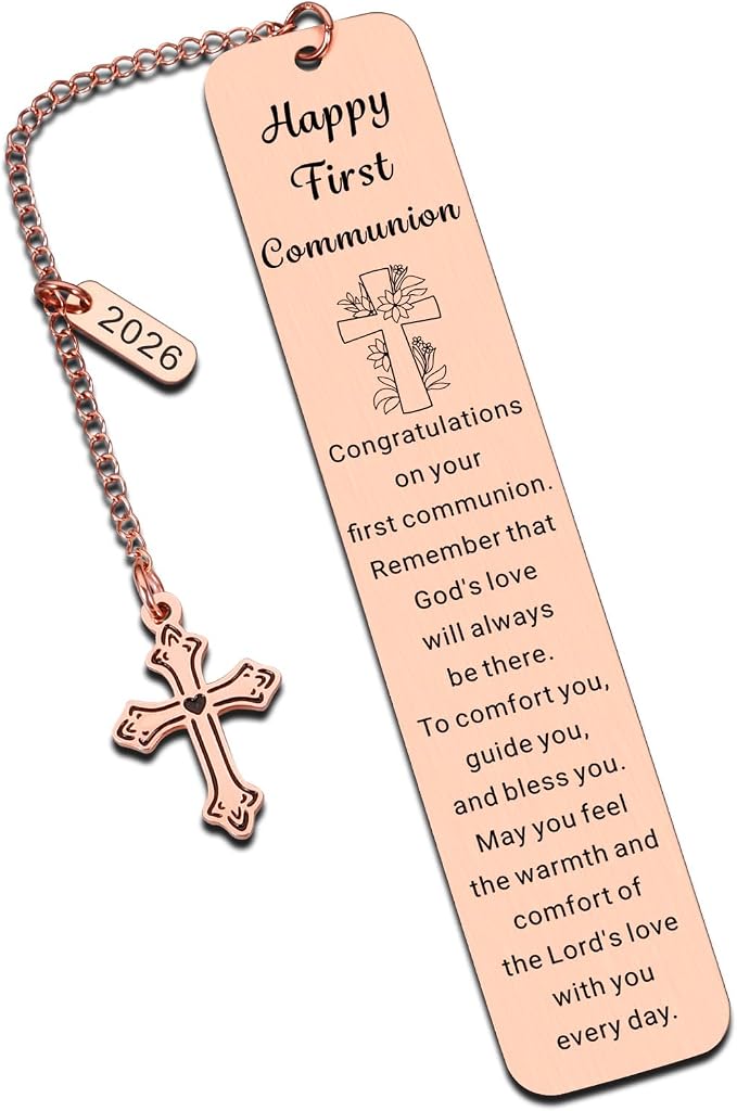 First Communion Gifts for Girls First Communion Gifts for Boys Women Men 1st Holy Communion Bookmark Baptism Confirmation Gifts for Teen Christian Religious Easter Gifts for Kid Easter Basket Stuffers