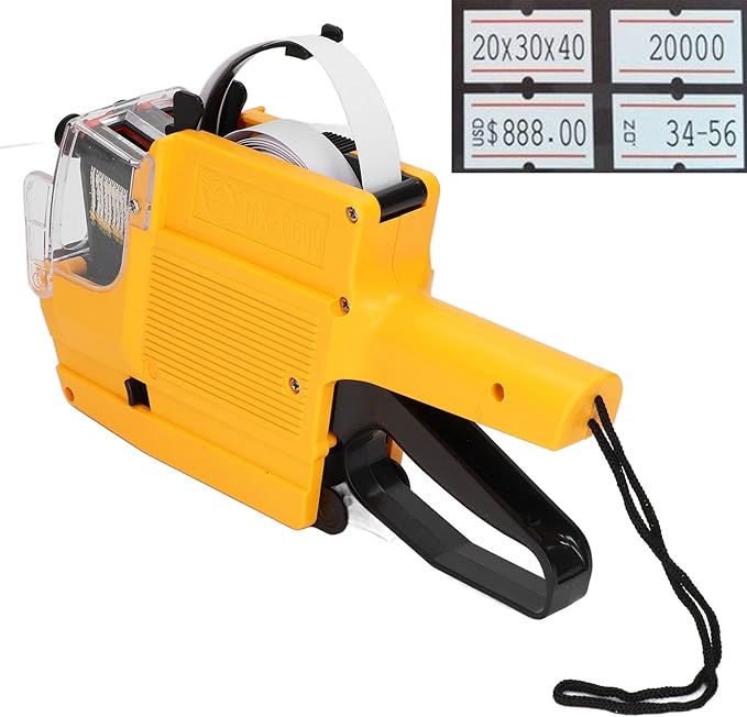 Price Tag Gun - 10 Digits, Sticker Labels Included, Suitable for Office and Retail Store (Yellow)