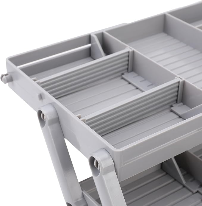 Drawer Organizer, Expandable and Foldable 2/3 Tier Multifunctional Desk Organizer Made From ABS Plastic with Multiple Compartments for Cosmetics Jewelry Utensils Office Supplies (3 Tier)