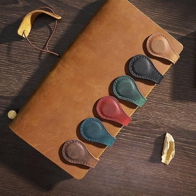Artlaza Personalized Magnetic Leather Bookmark, 26 Letters Custom Leather Bookmarks, Handmade, Leather Magnetic Bookmark for Book Lovers Readers Women Kid(Brown，K）
