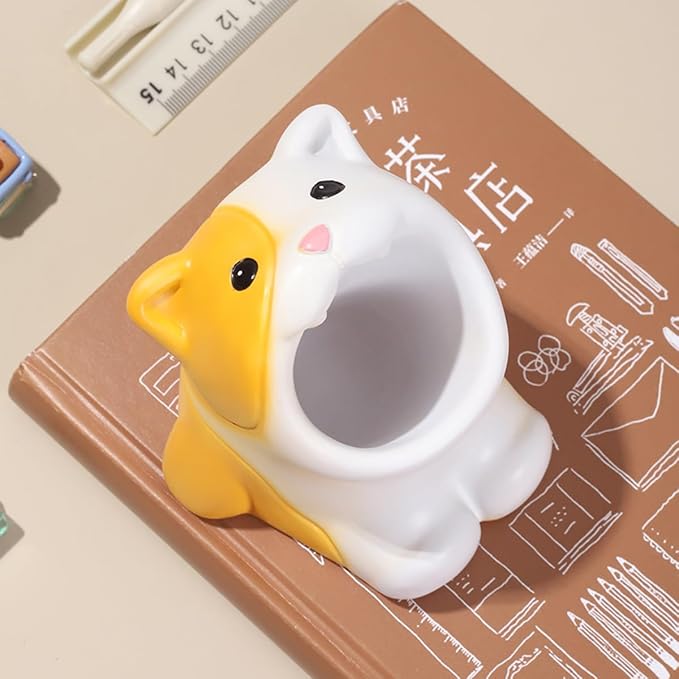 Funny Big Mouth Animals Pen Holder for Office Desk Accessories, Cute Cartoon Animals Makeup Brush Holder Pencil Cup Toothbrush Holder Vanity Organizer Kawaii Home Decor (Cat)