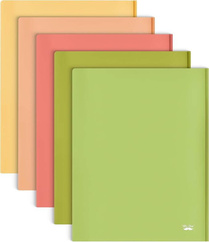 Mr. Pen- Plastic Folders with Pockets and Prong, 5 Pack, Assorted Colors, Pocket Folders, Folders with Prongs, File Folders with Fasteners, 2 Pocket Folder