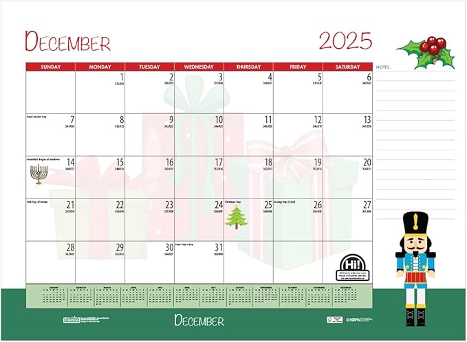 2025-2026 House of Doolittle Seasonal/Holiday 22" x 17" Academic Monthly Desk Pad Calendar (1395-26)