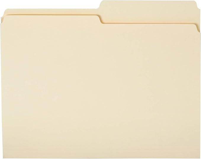 Amazon Basics Manila File Folders, Letter Size, 1/2 Tab in Left and Right Positions, 8.5" x 11", 36 Count (Pack of 10)
