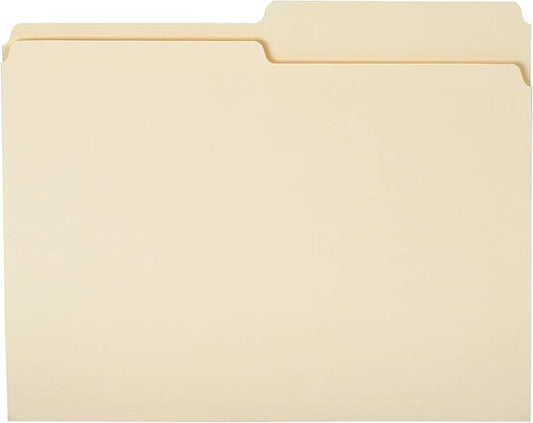 Amazon Basics Manila File Folders, Letter Size, 1/2 Tab in Left and Right Positions, 8.5" x 11", 36 Count (Pack of 10)
