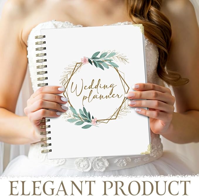 Wedding Planner Book & Organizer – 132-Page Bridal Planning Binder with 18-Month Countdown Calendar, Budget, Checklist & Vendor Pages – Engagment & Bride Gift - Elegant Floral Design