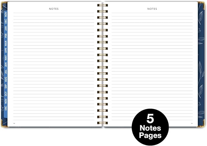LARGE PRINT HARDCOVER 2026 Planner, 8.5"x11": 14 Months (November 2025 - December 2026), Daily Weekly Monthly Planner, Yearly Agenda, Bookmark, Pocket Folder and Sticky Note Set (Blueberry Vines)