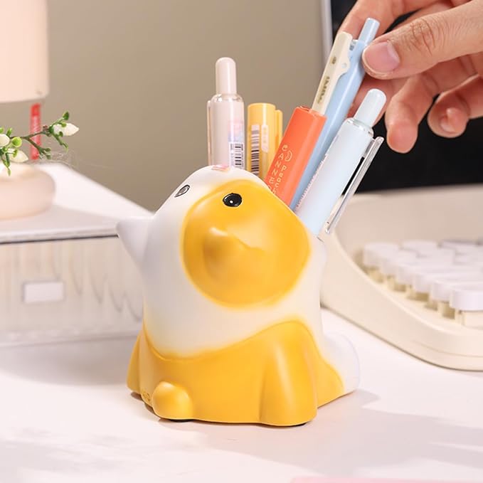 Funny Big Mouth Animals Pen Holder for Office Desk Accessories, Cute Cartoon Animals Makeup Brush Holder Pencil Cup Toothbrush Holder Vanity Organizer Kawaii Home Decor (Cat)