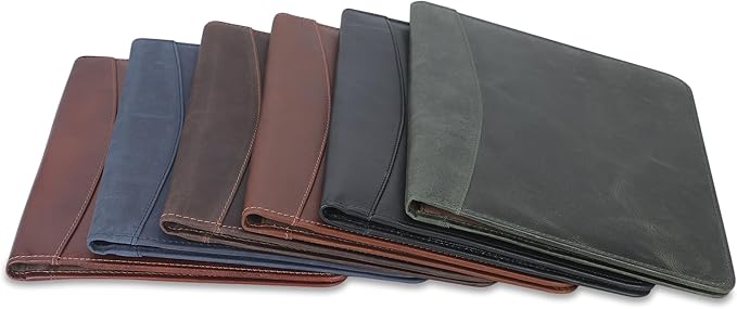 Heavy Duty Buffalo Leather Legal Pad Portfolio Handmade Executive Notebook Binder, Professional Padfolio Organizer Gift for Men and Women Genuine Leather Resume Document Holder (Wine)