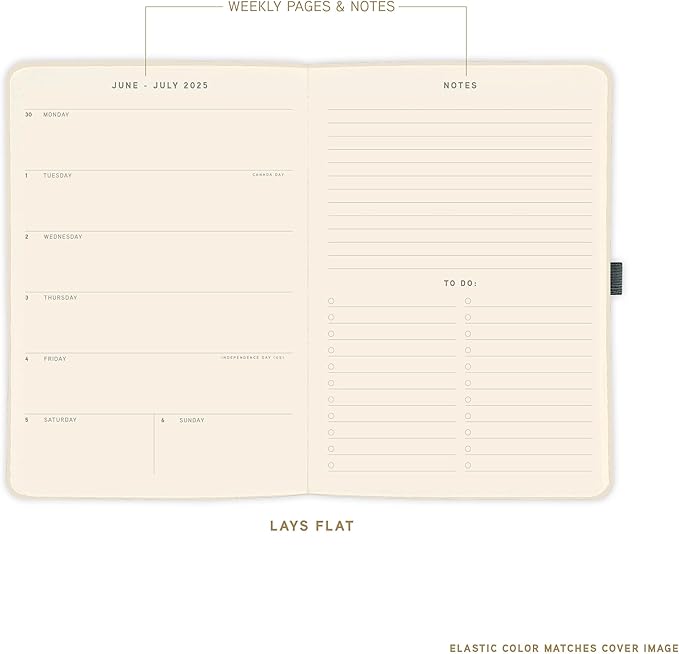 July 2025 – Dec. 2026 Planner by Graphique, Weekly and Monthly Planner, 18 Months Calendar, Hardcover, Pasta, 6” x 8”