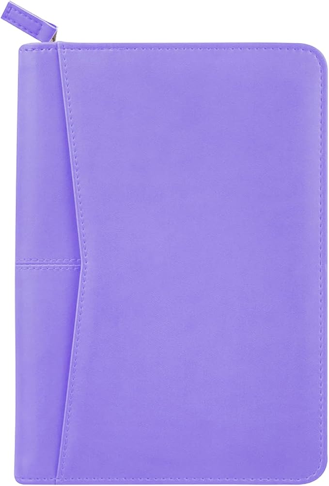 Junior Padfolio/Resume Portfolio Binder with Refillable Lined Notepad, A5 Padfolio Folder, Business Portfolio, Multi-Function Case, A5 Writing Pad Included, Purple