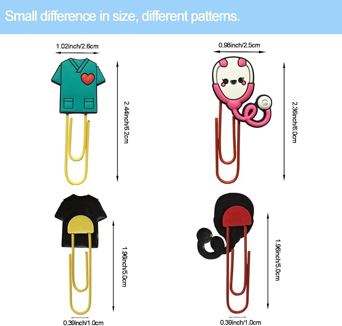 Cute Bookmark Cartoon Bulk Bookmarks with Colorful Paperclip for Pagination Organize Folder Unique Bookmarks Gifts for Girls Student Stationery Nursing Student Essentials