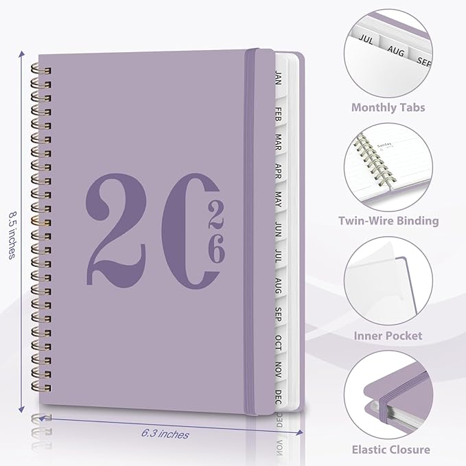 2026 Planner, Weekly and Monthly Calendar Academic Planner, Jan 2026 - Dec 2026, Planning Agenda Book for Desk Accessories and School Supplies - A5 (6.3'' x 8.5'')