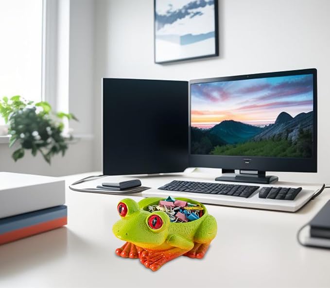 dgudgu Frog Paper Clip Holder For Desk Cute Paperclip Holder Paper Clip Dispenser, Paper Clip Organizer Novel Office Supply Accessory Tools